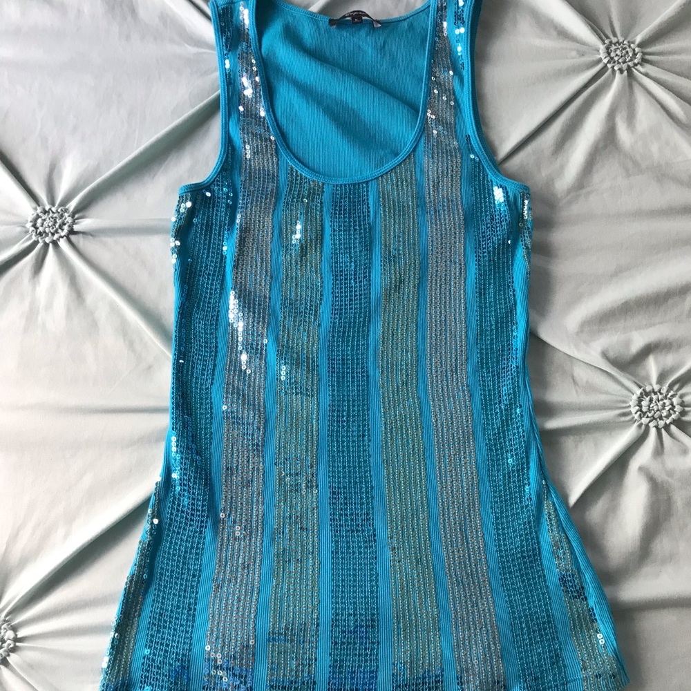 Express Sequins Tank Teal